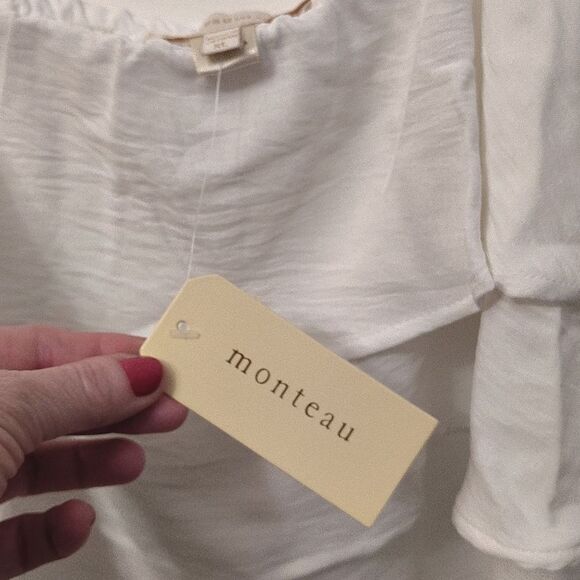 Monteau LA White Ruffle Tier Sleeveless Cami Tank Top Size XL NWT - Picture 5 of 11